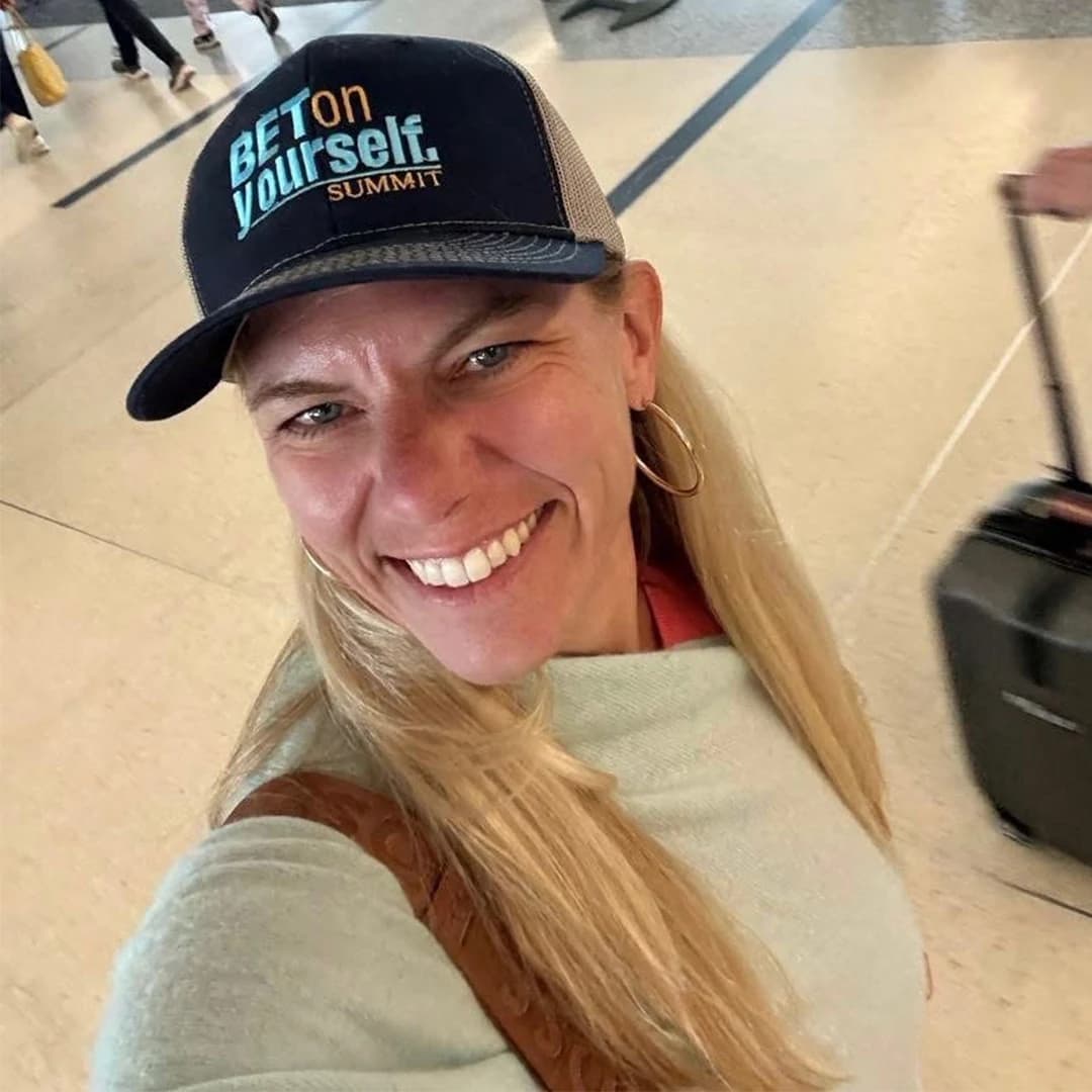 Molly Grantham in a Bet On Yourself hat
