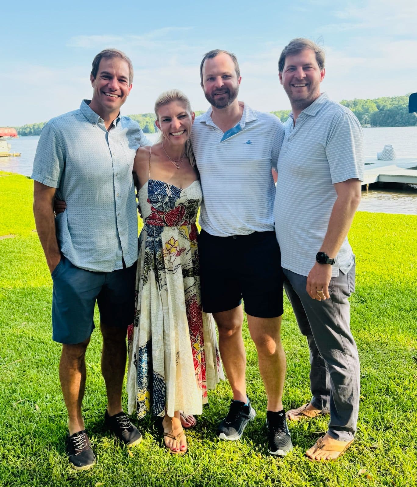 Molly Grantham with her three younger brothers by the lake